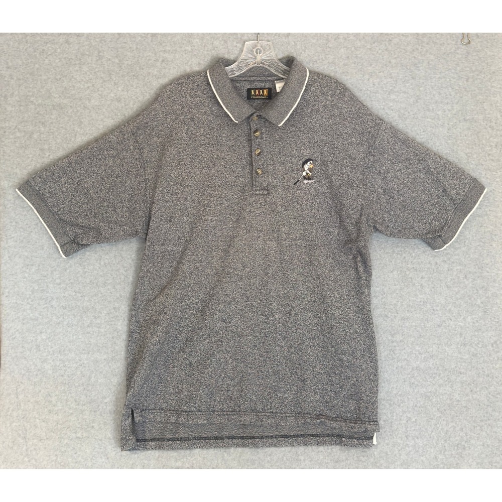 Disney Grumpy Golf Polo Shirt Men L Gray Short Sleeve Cotton Golf Embroidered